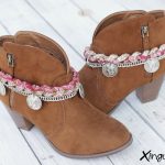 pulsera botas trenzada roja par