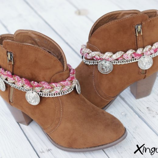 pulsera botas trenzada roja par