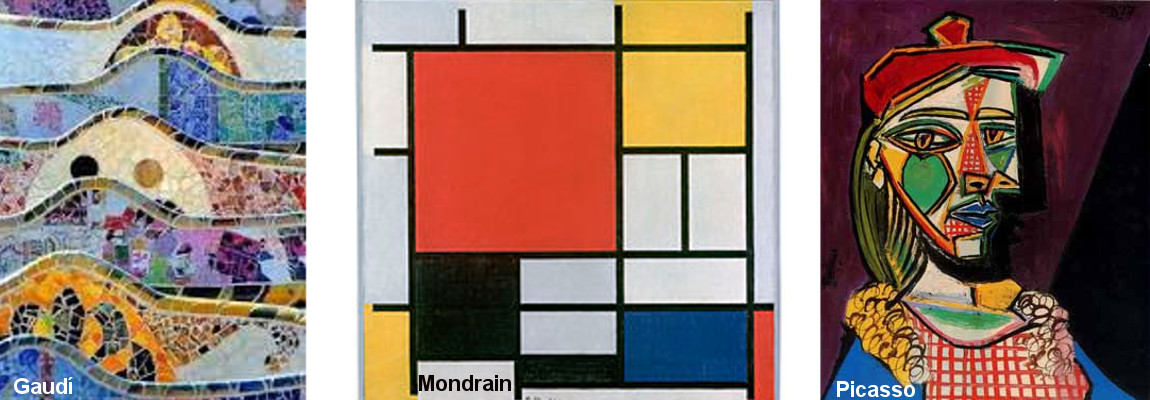 Artistas-Gaudi-Mondrian-Picasso