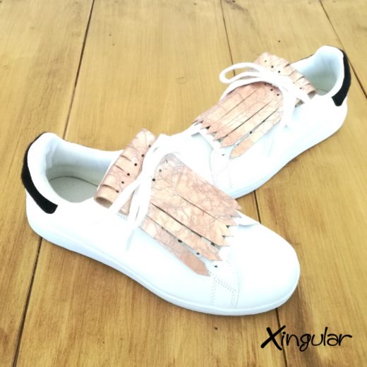 flecos zapatillas rosa plateado par