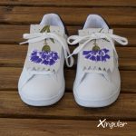 flecos zapatillas claveles violetas par juntos
