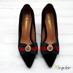 Broche para zapatos lazo verde y rojo